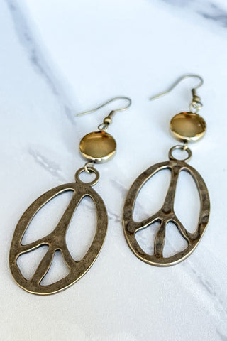Gunmetal Peace Sign Earrings