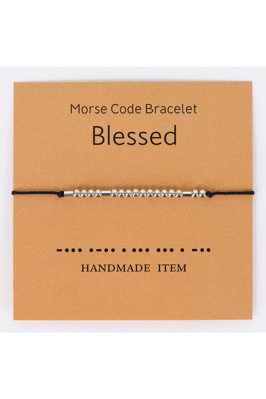 Jewelry :: Bracelets :: BLESSED - Leather Morse Code Bracelet