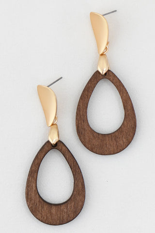Gold Wood Earrings