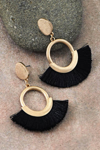 Black Boho Fan Shaped Earrings