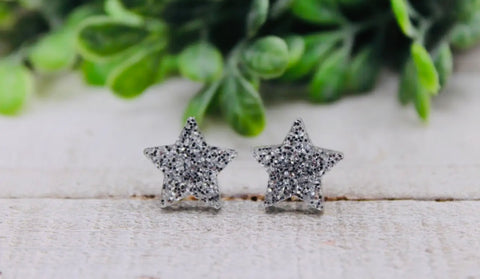 Silver Sparkle Star Earrings