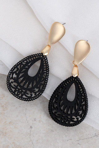 Black & Gold Wood Earrings