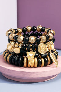 Black & Gold Beaded Bracelet Stack