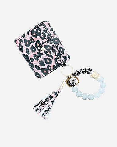 Leopard Print Wallet and Bangle Keychain