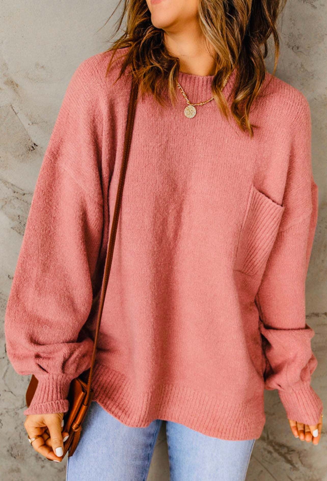 Pink Puffy Sleeve Sweater