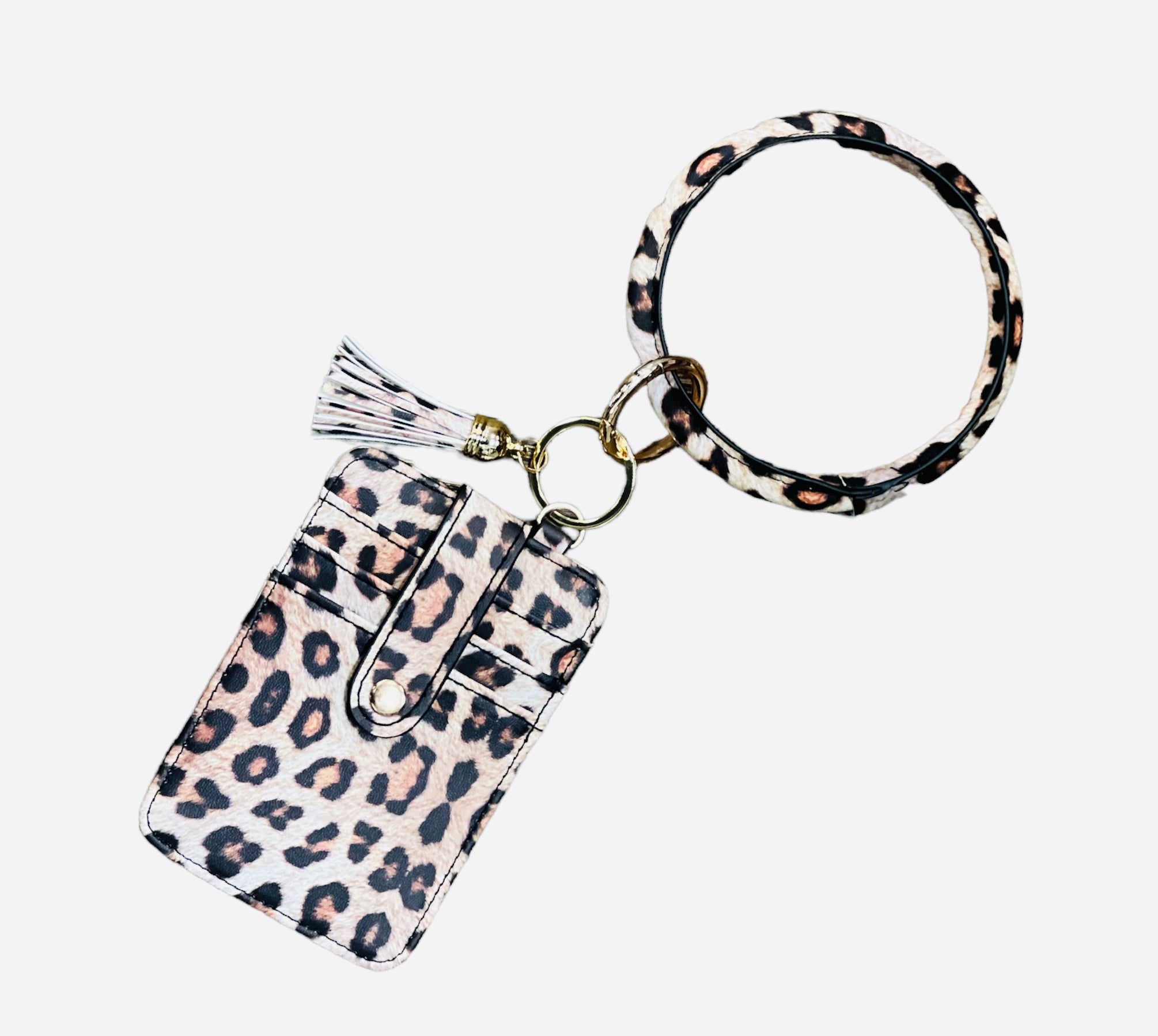 Leopard Print Bangle Keychain & Wallet