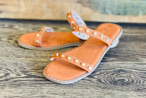 Brown Studded Sandals